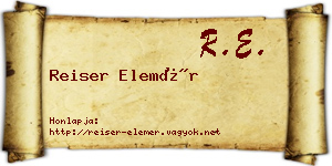 Reiser Elemér névjegykártya